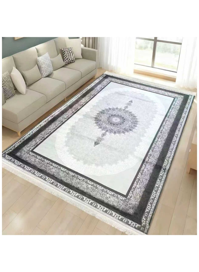 SMART HOME Large padded floor mat with a soft velvet surface and non-slip backing - Living room rug - Majlis rug - Lounge rug - Luxurious decorative rug - Elegant rug with modern patterns for living rooms and majlis - Size 300x200cm - Suitable for everyday use and entertaining - Image 1